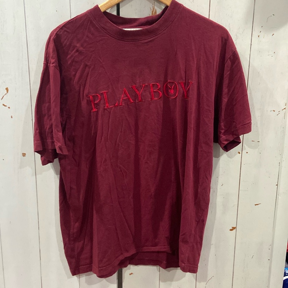 PLAYBOY maroon tee-shirt Large